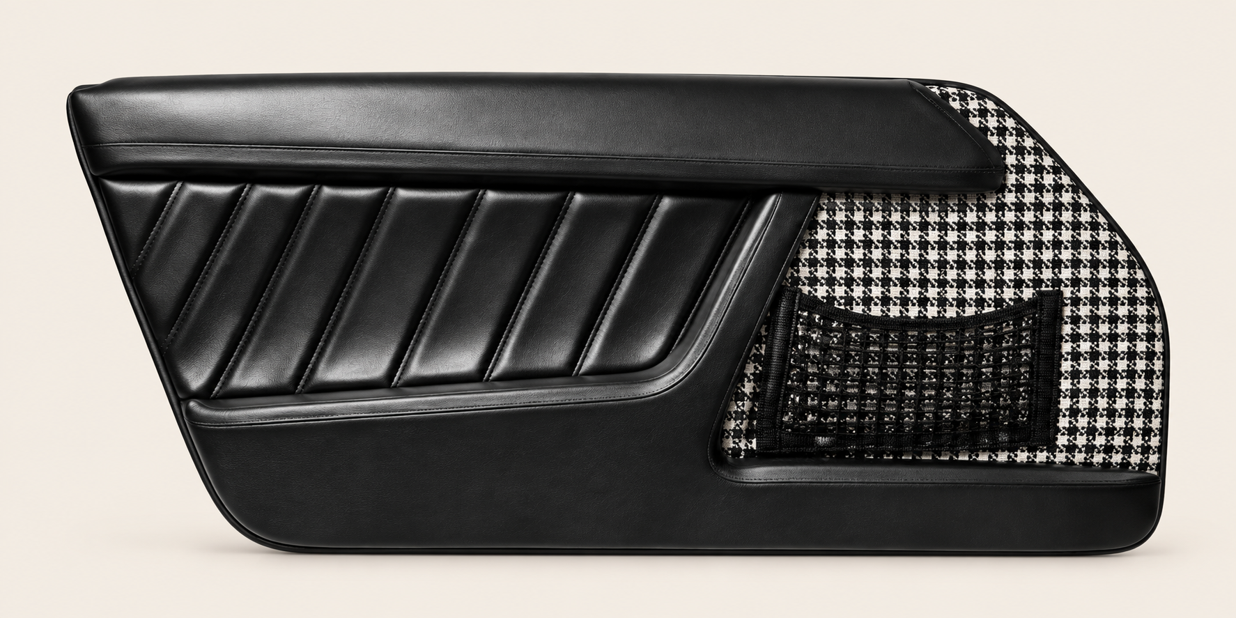 Classic Black Leather door trim with houndstooth insert